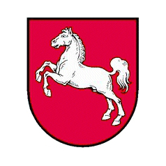 Das Niedersachsen-Wappen - weißes, sich aufbäumendes Pferd auf rotem Grund