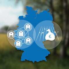 Deutschlandkarte mit Geld und Farm Abbildungen