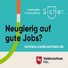 Logo des Karriereportals Niedersachsen mit Schriftzug "Neugierig auf gute Jobs?"