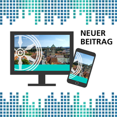 Das LSN beim Tag der Niedersachsen 2025: Auf einem Smartphone und einem Bildschirm ist ein Bild von Osnabrück von oben zu sehen.