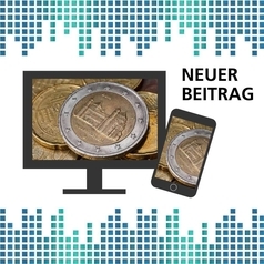 Entwicklung des Finanzvermögens Niedersachsens 2024: Auf einem Bildschirm und einem Smartphone sind mehrere Münzen zu sehen.