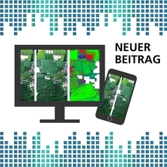 SatErnte – Erntestatistik Niedersachsen: Auf einem Bildschirm und einem Smartphone sind Satellitenbilder von Feldern zu sehen.