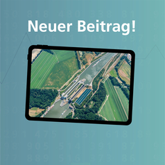 Auf dem Bildschirm ist ein Luftbild einer Schleuse zu sehen.